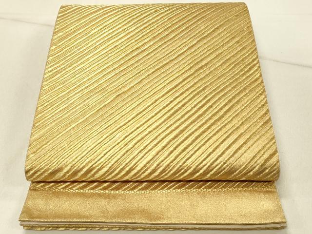平和屋着物◎六通柄袋帯　斜線文　金糸　正絹　逸品　DABF6855qp