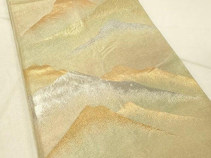 平和屋着物◎六通柄袋帯　遠山文　金銀糸　正絹　逸品　DABF6867qp
