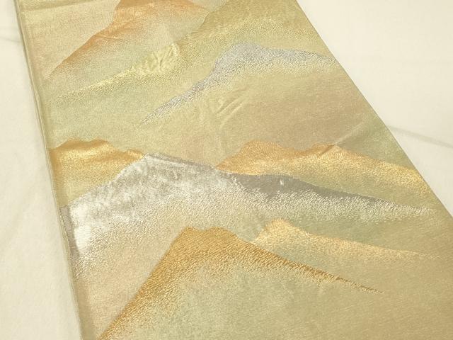 平和屋着物◎六通柄袋帯　遠山文　金銀糸　正絹　逸品　DABF6867qp