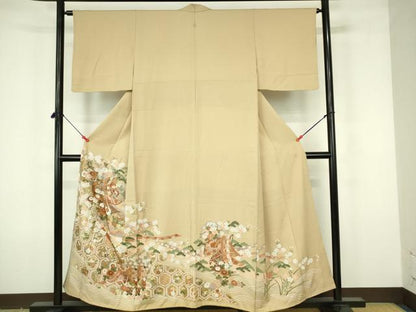 平和屋着物■豪華色留袖 誰が袖飛鶴花文 金彩 正絹 逸品 DABF6916qp