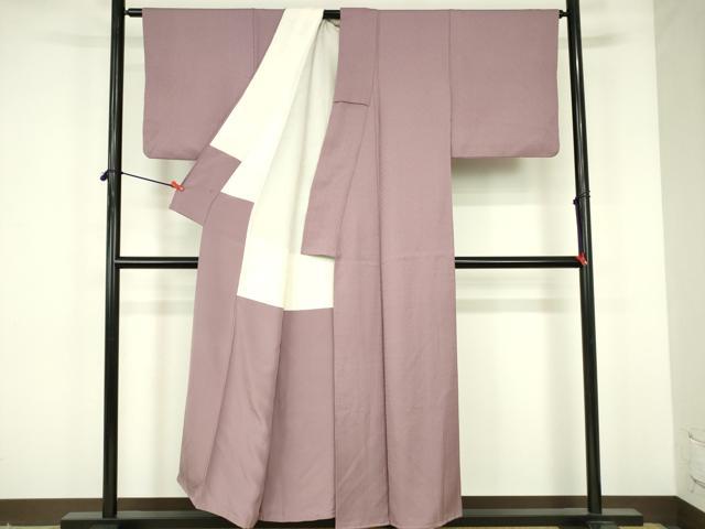 平和屋着物■上質な色無地　霞地紋　梅鼠色　正絹　逸品　DABF6926qp