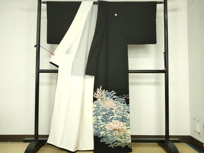 平和屋着物■豪華黒留袖　作家物　風景花文　金彩　正絹　逸品　DABF6934qp