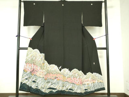 平和屋着物■豪華黒留袖　作家物　浜松文　正絹　逸品　DABF6938qp