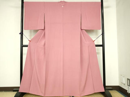 平和屋着物■上質な色無地　退紅色　正絹　逸品　DABF6941qp