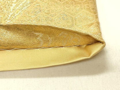 平和屋着物◎六通柄袋帯　蜀江花文　青銅金唐織　金銀糸　引箔　正絹　逸品　DABF7000qp