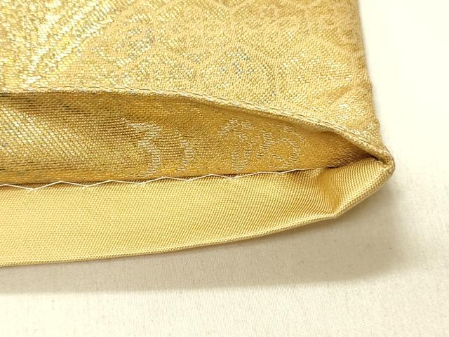 平和屋着物◎六通柄袋帯　蜀江花文　青銅金唐織　金銀糸　引箔　正絹　逸品　DABF7000qp