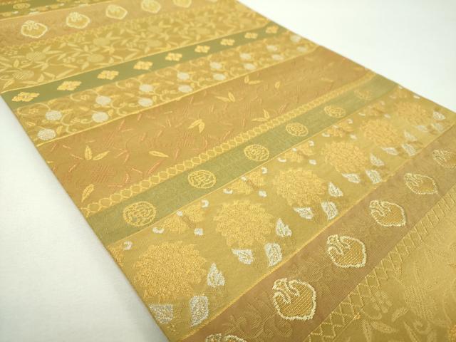 平和屋着物▼六通柄袋帯　三彩流　金銀糸　正絹　逸品　DABF7006ps