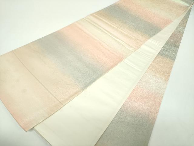 平和屋着物▼全通柄袋帯 霞文 ラメ糸 正絹 逸品 DABF7029ps