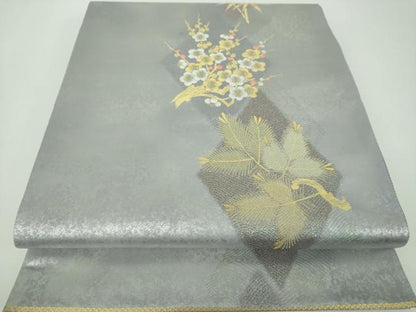 平和屋着物▼六通柄袋帯　芳花　金銀糸　引箔　正絹　逸品　DABF7090ps