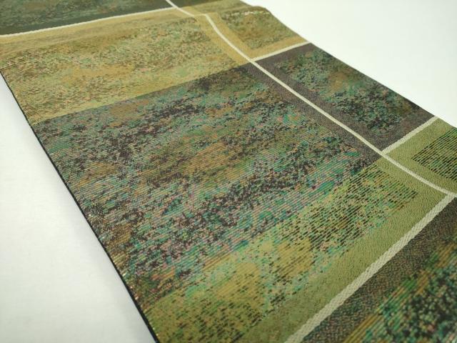 平和屋着物▼六通柄袋帯　変わり格子　金糸　正絹　逸品　DABF7146ps