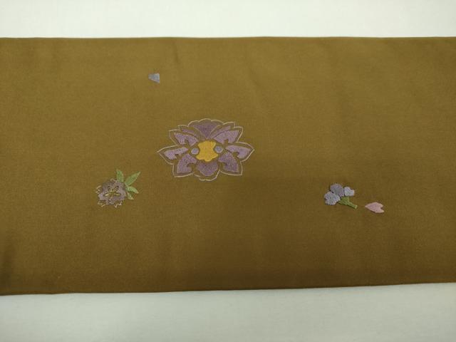 平和屋着物▼中国三大刺繍　スワトウ刺繍　汕頭刺繍　総刺繍　九寸名古屋帯　舞花文　刀　金糸　正絹　逸品　DABF7158ps