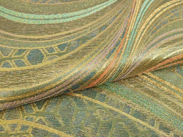 平和屋着物▼六通柄袋帯 亀甲繋ぎ 金糸 正絹 逸品 DABF7186ps