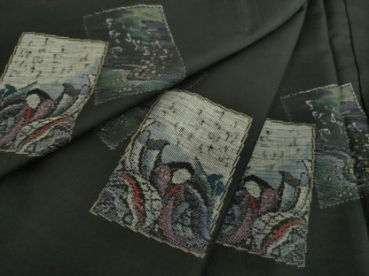 平和屋着物●本場大島紬　9マルキ　地空　百人一首　カルタ　正絹　逸品　未使用　DABF7193ps