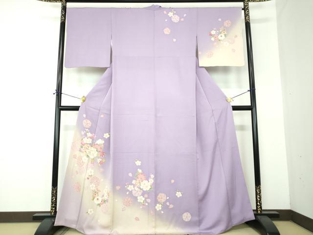 平和屋着物●押切もえ　MOE OSHIKIRI　訪問着　駒刺繍　舞桜　吉祥花文　暈し染め　金糸　正絹　逸品　DABF7194ps