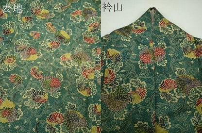平和屋着物●上質な小紋　型染　菊唐草　正絹　逸品　DABF7195ps