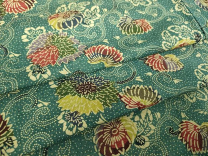 平和屋着物●上質な小紋　型染　菊唐草　正絹　逸品　DABF7195ps