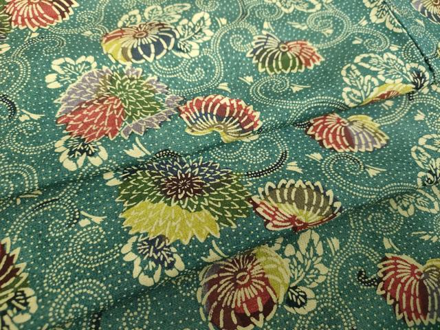 平和屋着物●上質な小紋　型染　菊唐草　正絹　逸品　DABF7195ps