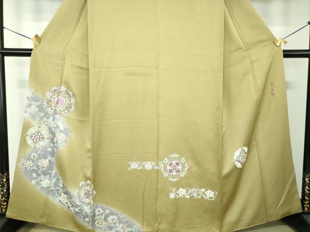 平和屋着物●西陣　京の名門　じゅらく謹製　帝王紫　訪問着　刺繍　正倉院花文　暈し染め　金彩　正絹　逸品　DABF7197ps