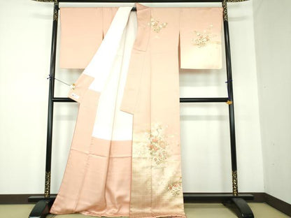 平和屋着物●訪問着　駒刺繍　鼓花文　暈し染め　金彩　やまと誂製　正絹　逸品　DABF7202ps