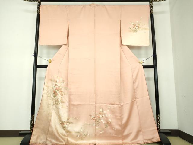 平和屋着物●訪問着　駒刺繍　鼓花文　暈し染め　金彩　やまと誂製　正絹　逸品　DABF7202ps