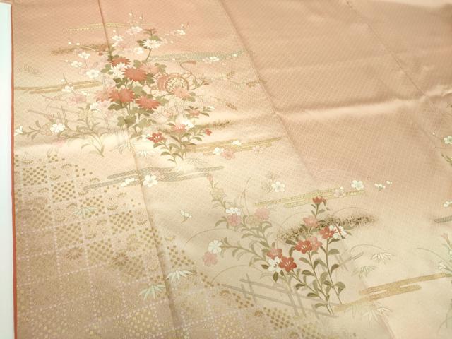 平和屋着物●訪問着　駒刺繍　鼓花文　暈し染め　金彩　やまと誂製　正絹　逸品　DABF7202ps