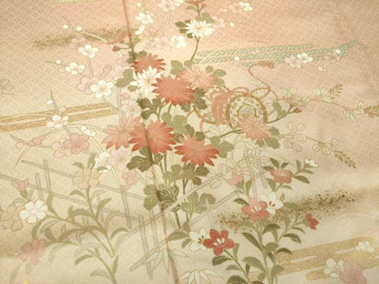 平和屋着物●訪問着　駒刺繍　鼓花文　暈し染め　金彩　やまと誂製　正絹　逸品　DABF7202ps