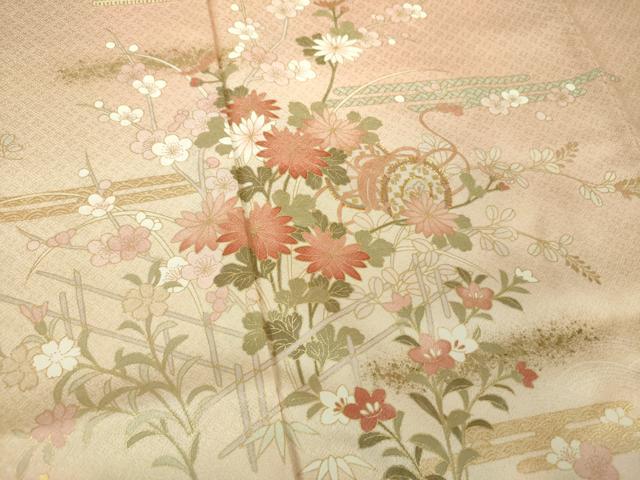 平和屋着物●訪問着　駒刺繍　鼓花文　暈し染め　金彩　やまと誂製　正絹　逸品　DABF7202ps