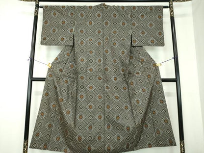 平和屋着物●本場大島紬　龍郷絣　花菱文　正絹　逸品　DABF7210ps