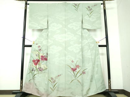 平和屋着物●セミアンティーク　大正ロマン　訪問着　総刺繍　雲取り花文　金銀糸　正絹　逸品　DABF7212ps