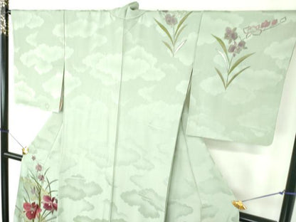 平和屋着物●セミアンティーク　大正ロマン　訪問着　総刺繍　雲取り花文　金銀糸　正絹　逸品　DABF7212ps