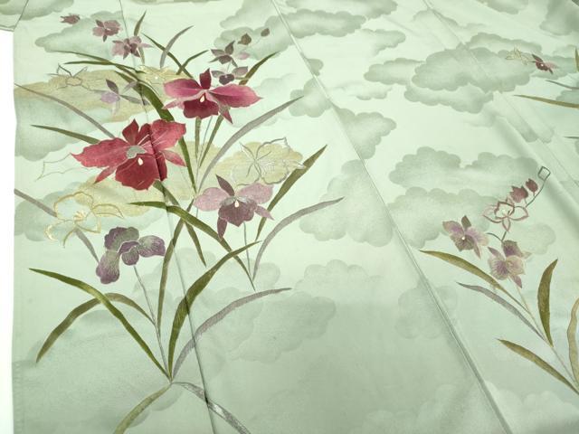 平和屋着物●セミアンティーク　大正ロマン　訪問着　総刺繍　雲取り花文　金銀糸　正絹　逸品　DABF7212ps