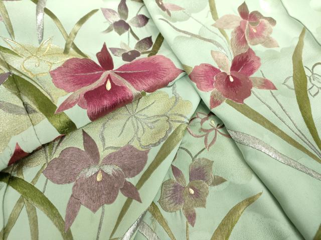 平和屋着物●セミアンティーク　大正ロマン　訪問着　総刺繍　雲取り花文　金銀糸　正絹　逸品　DABF7212ps