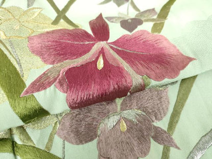 平和屋着物●セミアンティーク　大正ロマン　訪問着　総刺繍　雲取り花文　金銀糸　正絹　逸品　DABF7212ps