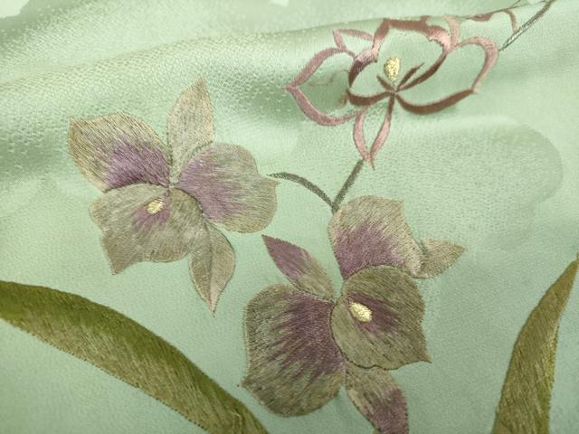 平和屋着物●セミアンティーク　大正ロマン　訪問着　総刺繍　雲取り花文　金銀糸　正絹　逸品　DABF7212ps