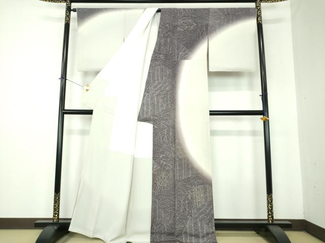 平和屋着物●訪問着　刺繍　草葉文　暈し染め　正絹　逸品　DABF7220ps