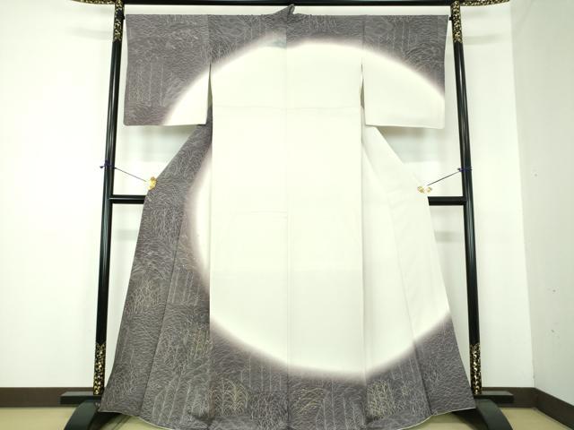 平和屋着物●訪問着　刺繍　草葉文　暈し染め　正絹　逸品　DABF7220ps