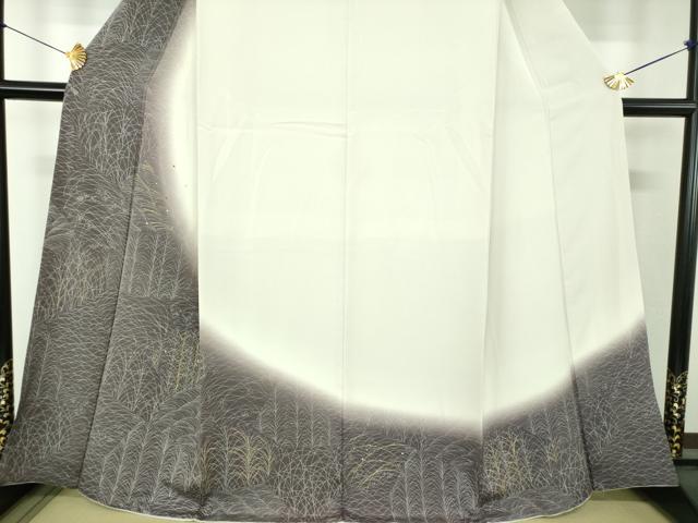 平和屋着物●訪問着　刺繍　草葉文　暈し染め　正絹　逸品　DABF7220ps