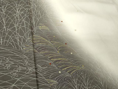 平和屋着物●訪問着　刺繍　草葉文　暈し染め　正絹　逸品　DABF7220ps