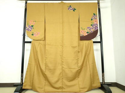 平和屋着物●小振袖　二尺袖　牡丹文　金彩　洗える着物　DABF7223ps