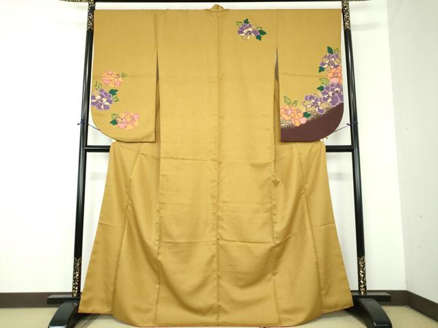 平和屋着物●小振袖　二尺袖　牡丹文　金彩　洗える着物　DABF7223ps