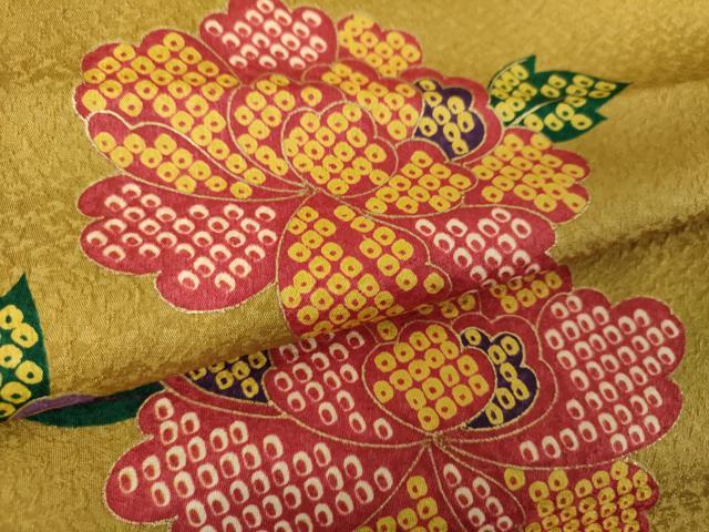 平和屋着物●小振袖　二尺袖　牡丹文　金彩　洗える着物　DABF7223ps