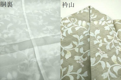 平和屋着物●小紋　花織　葡萄唐草文　洗える着物　DABF7226ps