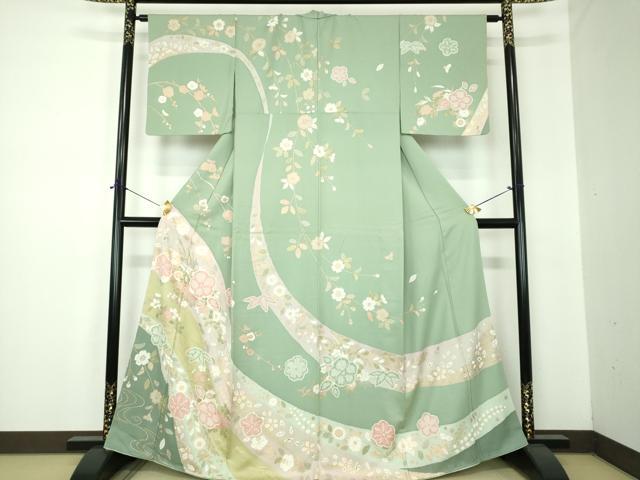 平和屋着物●訪問着　辻が花　流水花文　金彩　正絹　逸品　DABF7232ps