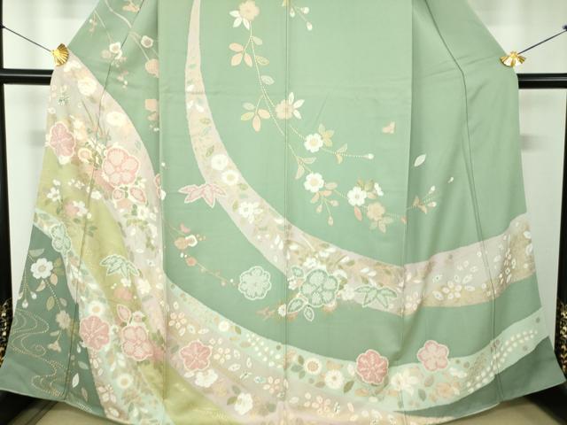 平和屋着物●訪問着　辻が花　流水花文　金彩　正絹　逸品　DABF7232ps