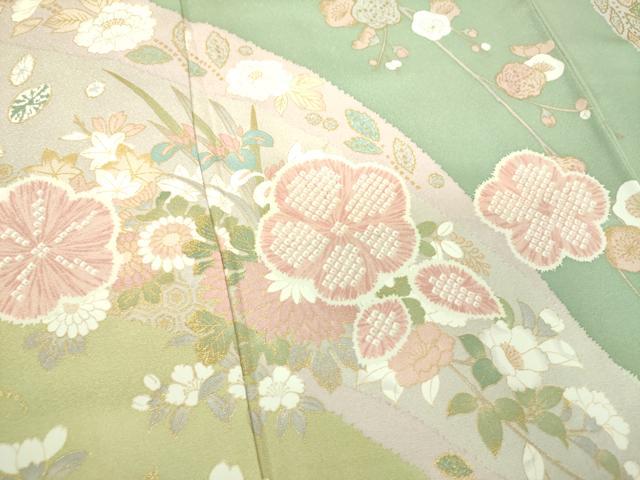 平和屋着物●訪問着　辻が花　流水花文　金彩　正絹　逸品　DABF7232ps