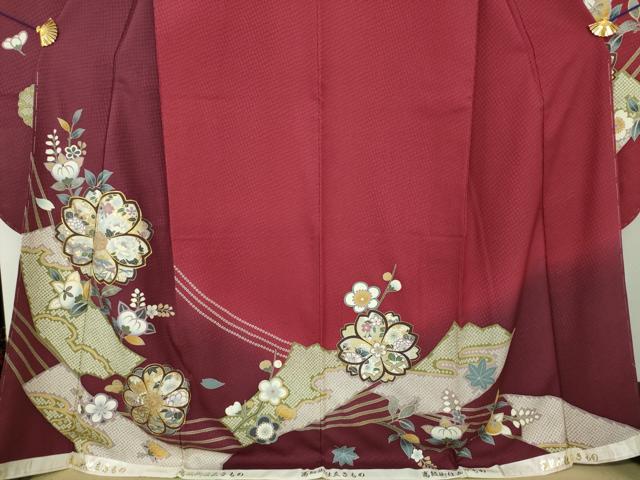 平和屋着物●豪華振袖　駒刺繍　舞花文　暈し染め　金銀彩　正絹　逸品　未使用　DABF7238ps