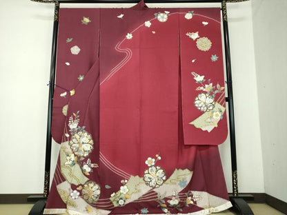 平和屋着物●豪華振袖　駒刺繍　舞花文　暈し染め　金銀彩　正絹　逸品　未使用　DABF7238ps