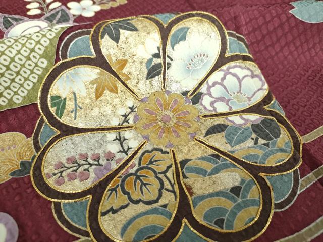 平和屋着物●豪華振袖　駒刺繍　舞花文　暈し染め　金銀彩　正絹　逸品　未使用　DABF7238ps
