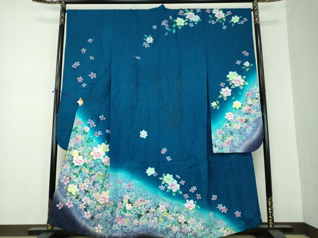 平和屋着物●豪華振袖　刺繍　舞花文　暈し染め　金糸　京都きもの友禅扱い　正絹　逸品　DABF7239ps