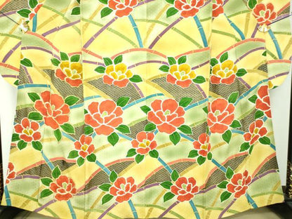 平和屋着物●豪華振袖　駒刺繍　絞り　竹垣花文　暈し染め　金彩　正絹　逸品　DABF7241ps